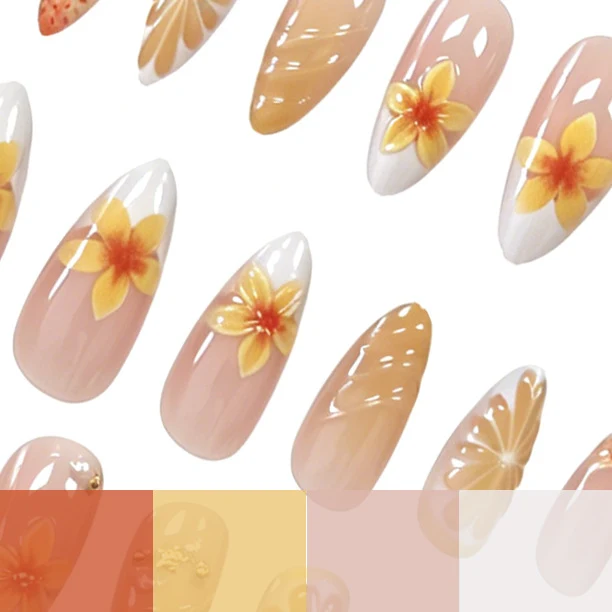 Tropical Floral Acrylic Nail Enhancements Stornfield