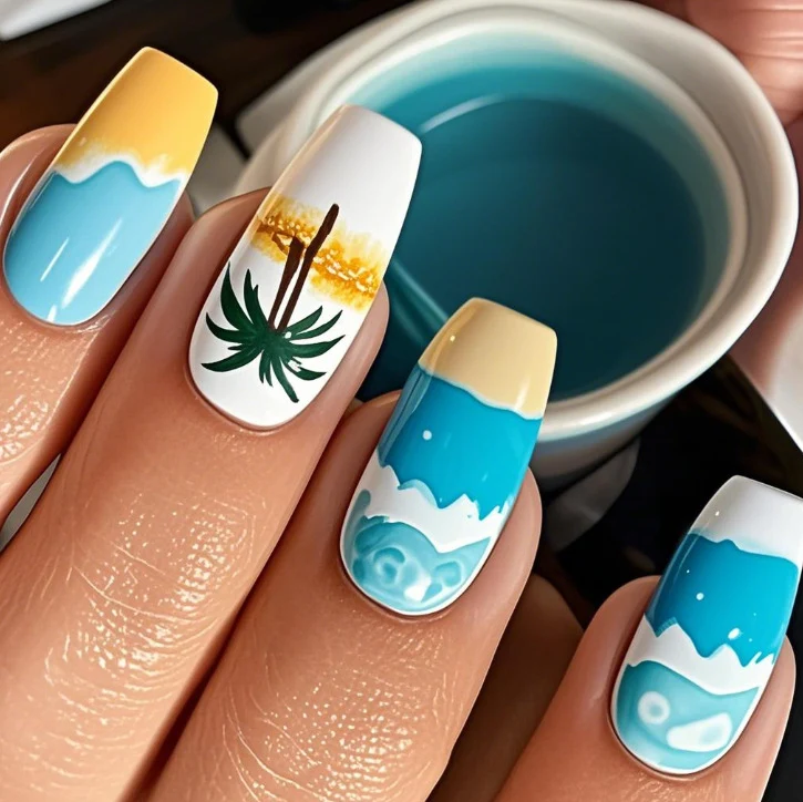 Tropical Beach Scene Nail Art Stornfield