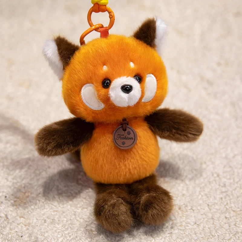 Plush Woodland Animal Hanging Bag Accessory with Ultra-Soft Faux-Fur, Decorative Leather Tag & Snap Hook Stornfield