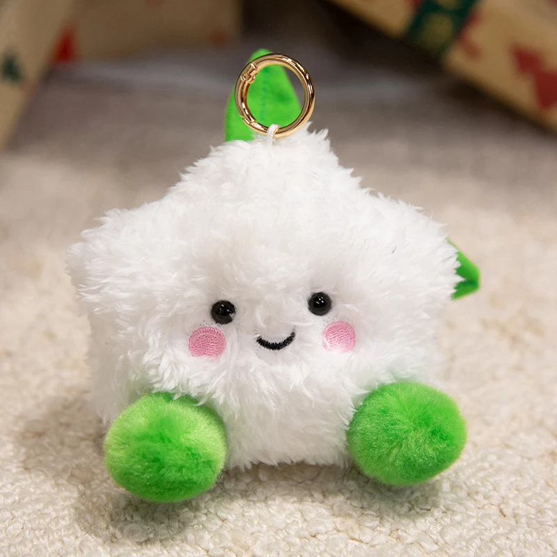 Plush Star-Shaped Keychain Charm with Embroidered Smile and Metal Ring Stornfield