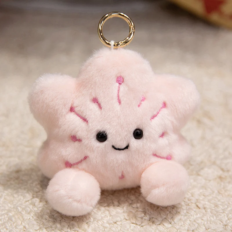 Plush Star-Shaped Keychain Charm with Embroidered Smile and Metal Ring Stornfield