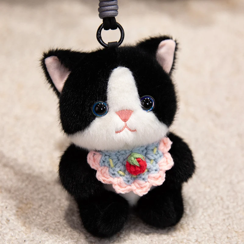 Plush Penguin Decorative Bag Charm with Crochet Bib and Spring-Loop Clip Stornfield