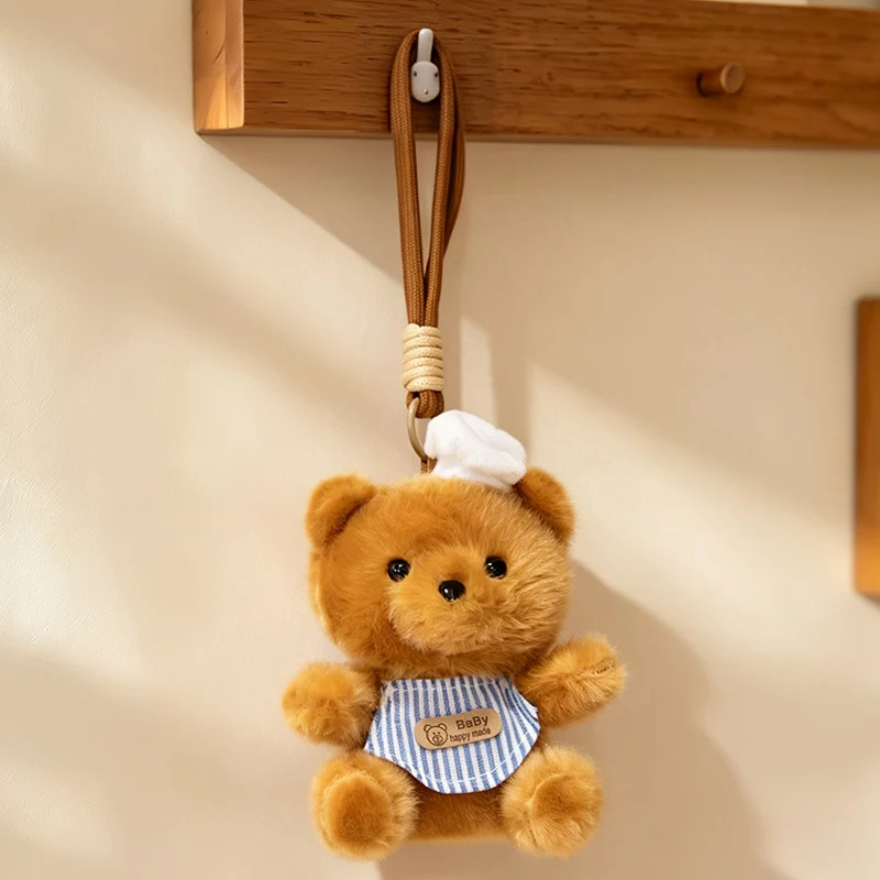 Plush Calico Cat Strawberry Mini Bag Charm Keychain with Soft Rope Loop & Metal Clip Stornfield