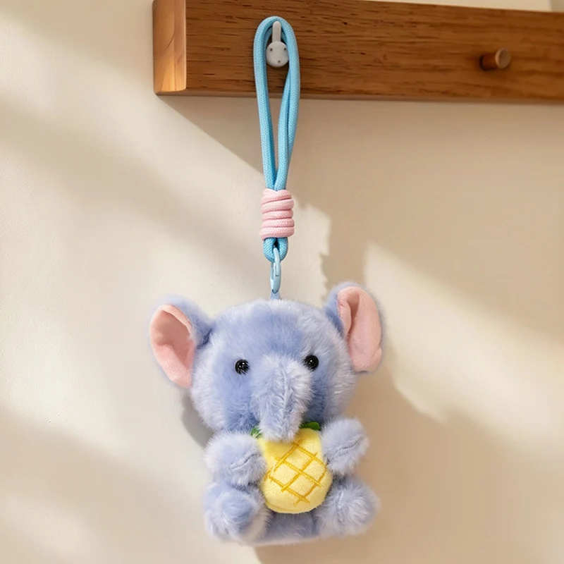 Plush Calico Cat Strawberry Mini Bag Charm Keychain with Soft Rope Loop & Metal Clip Stornfield