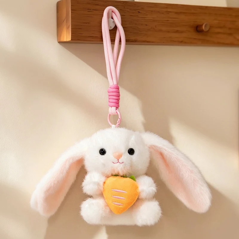 Plush Calico Cat Strawberry Mini Bag Charm Keychain with Soft Rope Loop & Metal Clip Stornfield