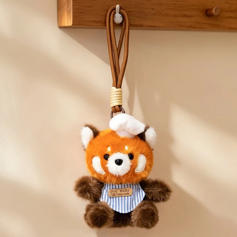 Plush Calico Cat Strawberry Mini Bag Charm Keychain with Soft Rope Loop & Metal Clip Stornfield