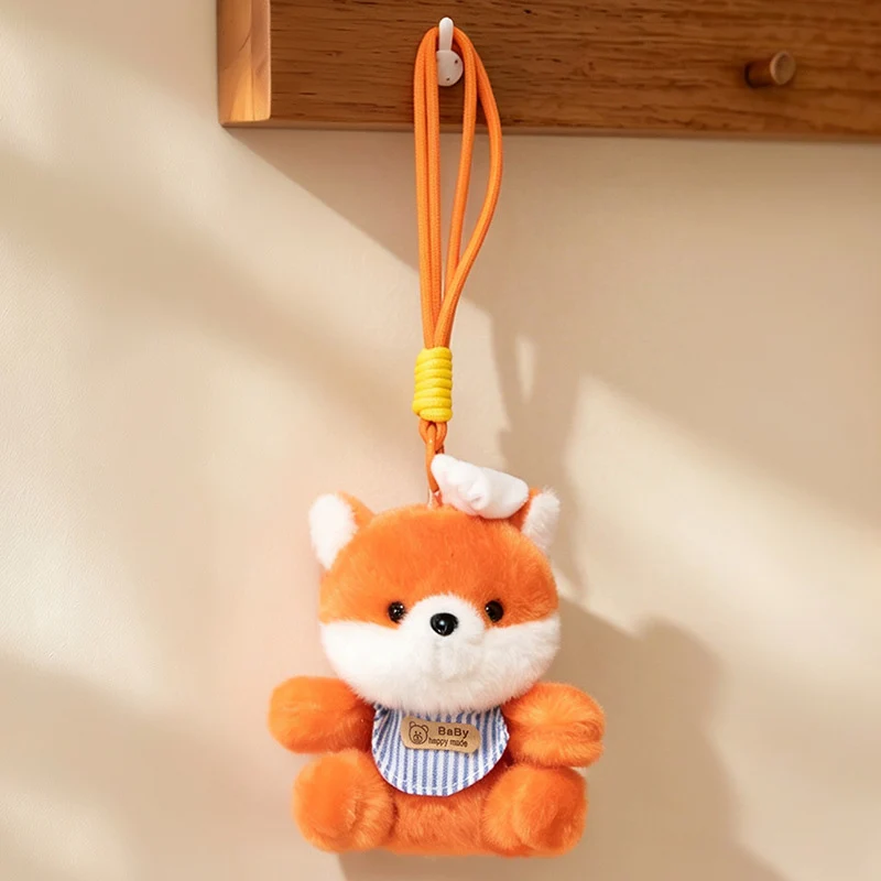 Plush Calico Cat Strawberry Mini Bag Charm Keychain with Soft Rope Loop & Metal Clip Stornfield