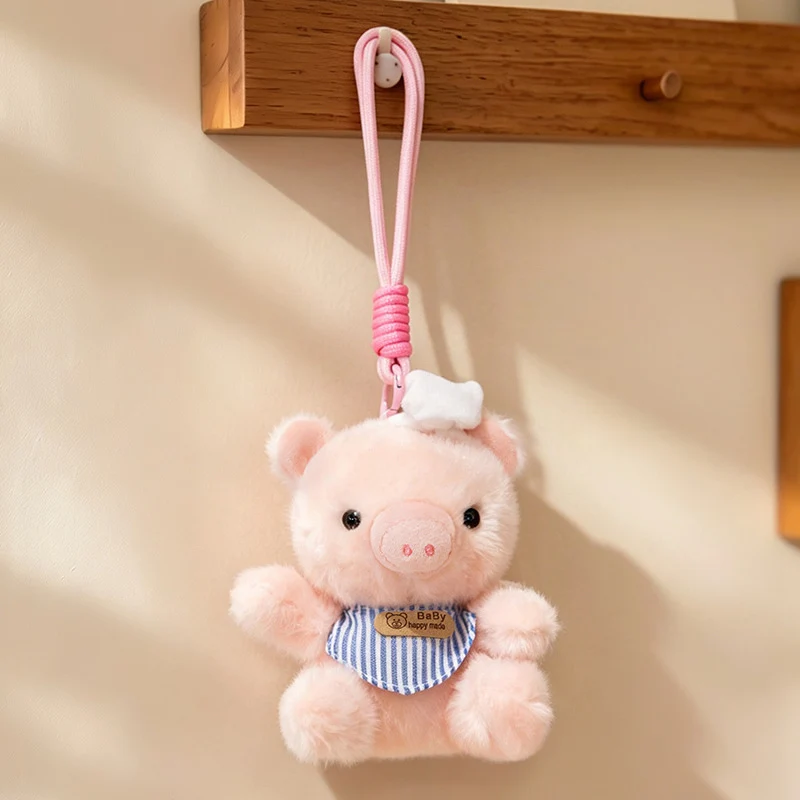 Plush Calico Cat Strawberry Mini Bag Charm Keychain with Soft Rope Loop & Metal Clip Stornfield