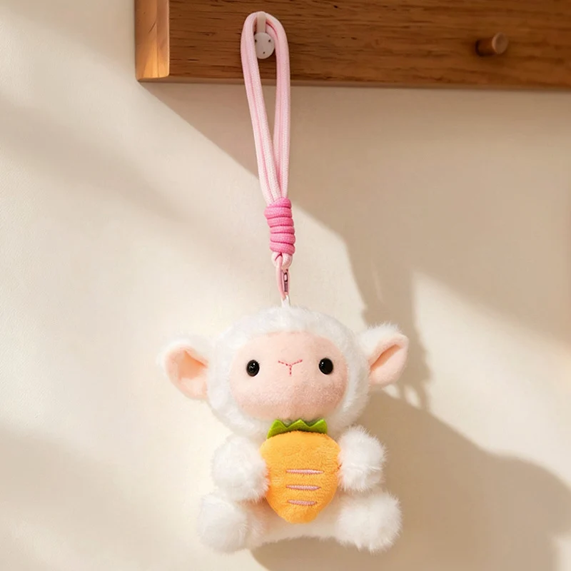 Plush Calico Cat Strawberry Mini Bag Charm Keychain with Soft Rope Loop & Metal Clip Stornfield