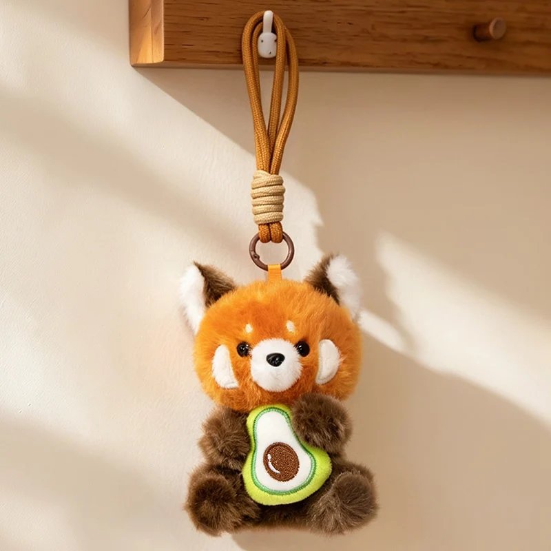 Plush Calico Cat Strawberry Mini Bag Charm Keychain with Soft Rope Loop & Metal Clip Stornfield