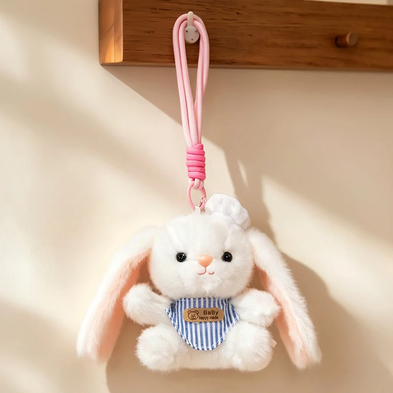 Plush Calico Cat Strawberry Mini Bag Charm Keychain with Soft Rope Loop & Metal Clip Stornfield