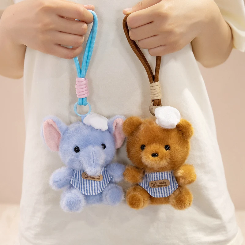 Plush Calico Cat Strawberry Mini Bag Charm Keychain with Soft Rope Loop & Metal Clip Stornfield