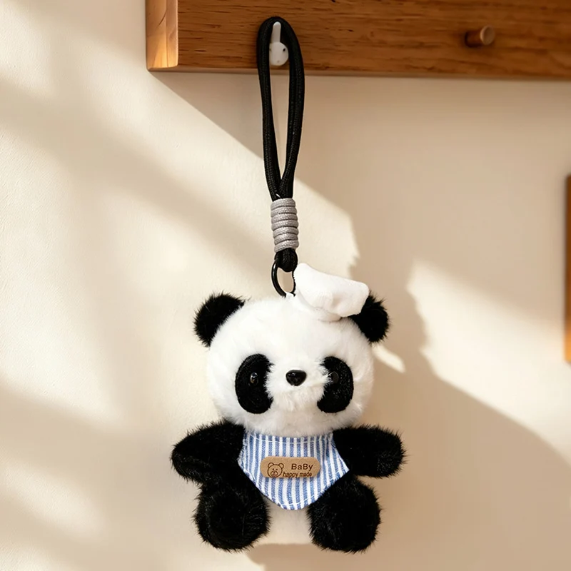 Plush Calico Cat Strawberry Mini Bag Charm Keychain with Soft Rope Loop & Metal Clip Stornfield