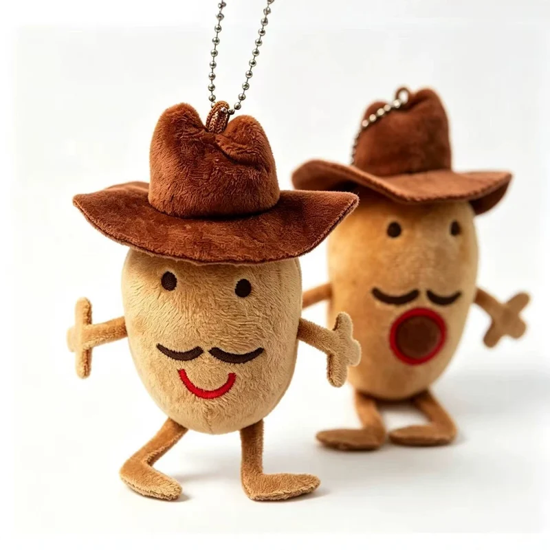 Novelty Cowboy Character Plush Bag Charm Keyring with Metal Ball-Chain and Huggable Body Stornfield