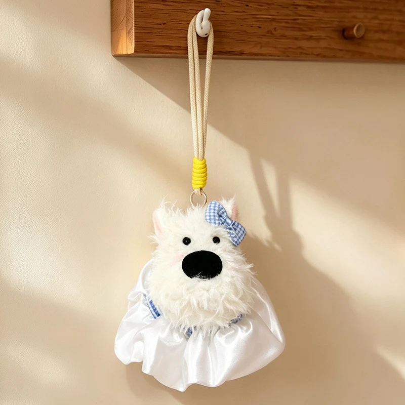 Fluffy Bunny Bag Charm Keychain with Faux-Fur Plush Body and Decorative Resin Accent Stornfield