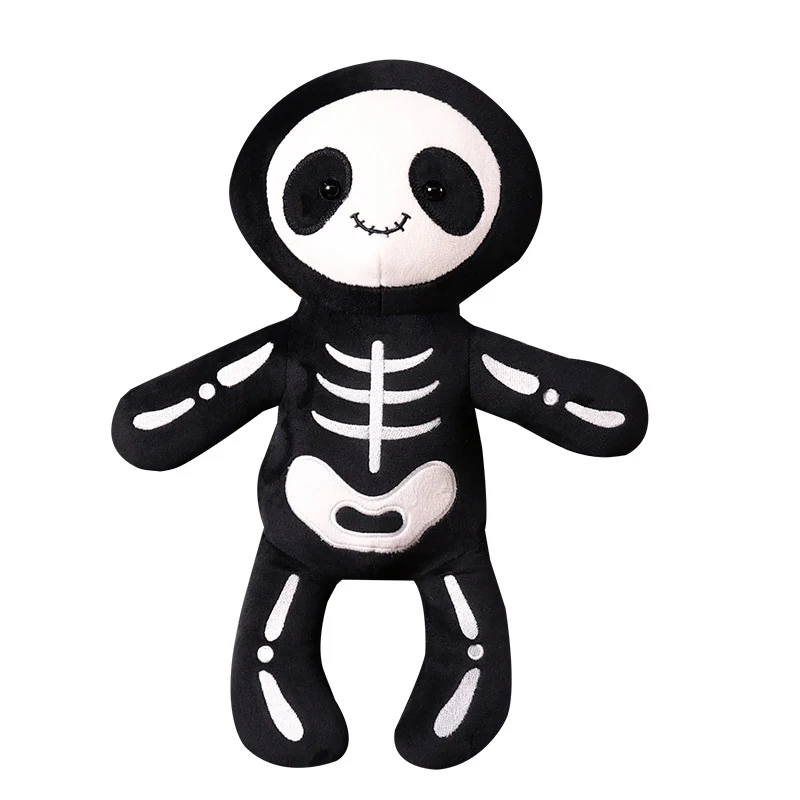 Soft Plush Skeleton Panda Sitting Cuddle Doll with Embroidered Bone Motif Stornfield