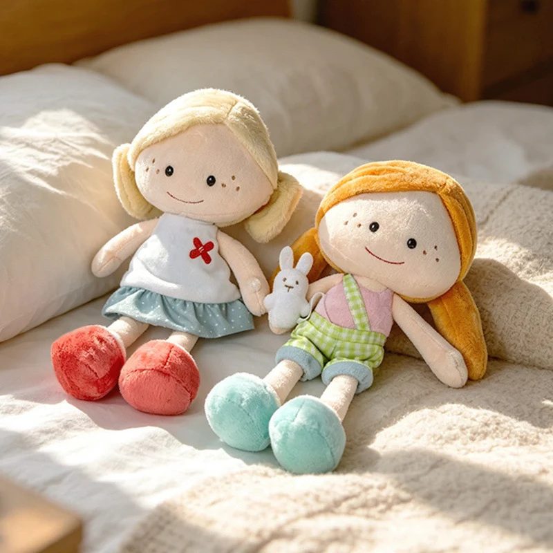 Soft Plush Doll with Embroidered Face, Star-Pattern Dress and Cuddly Pigtails Stornfield