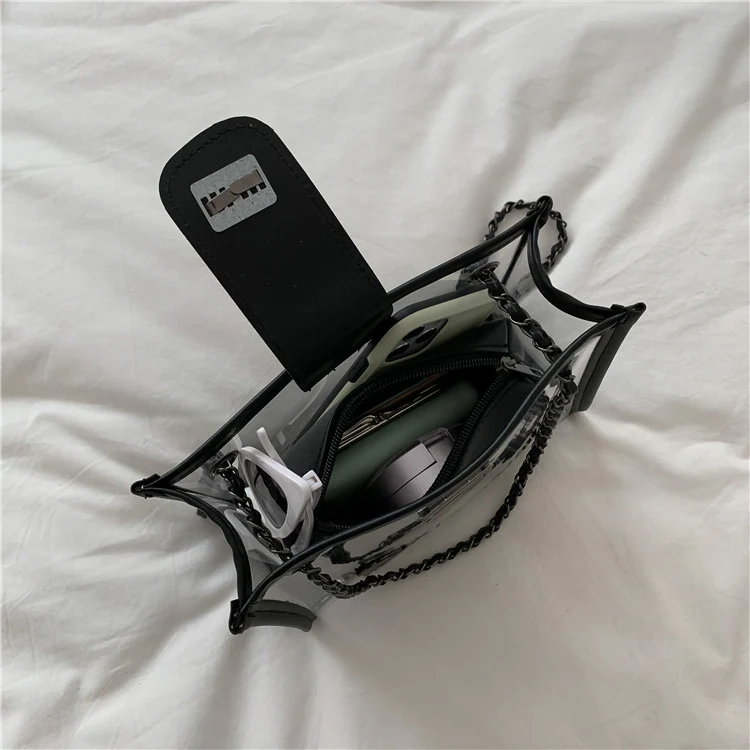 Transparente PVC-Tote-Tasche mit Kettengriffen