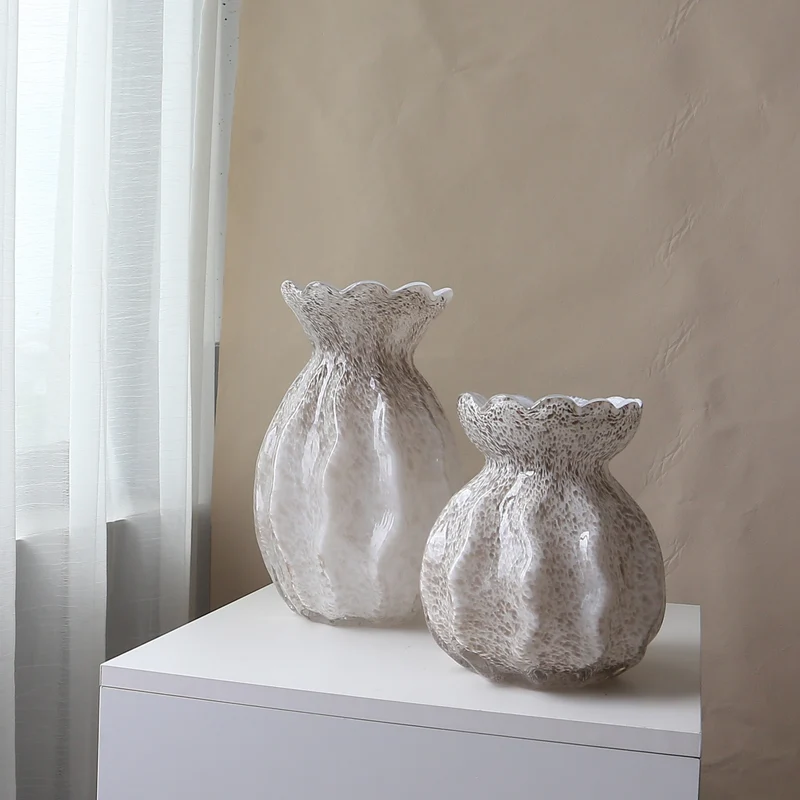 Handblown Scalloped-Rim Textured Glass Accent Vase Stornfield