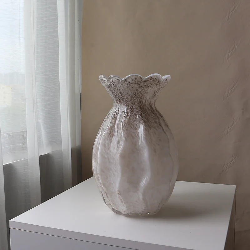 Handblown Scalloped-Rim Textured Glass Accent Vase Stornfield