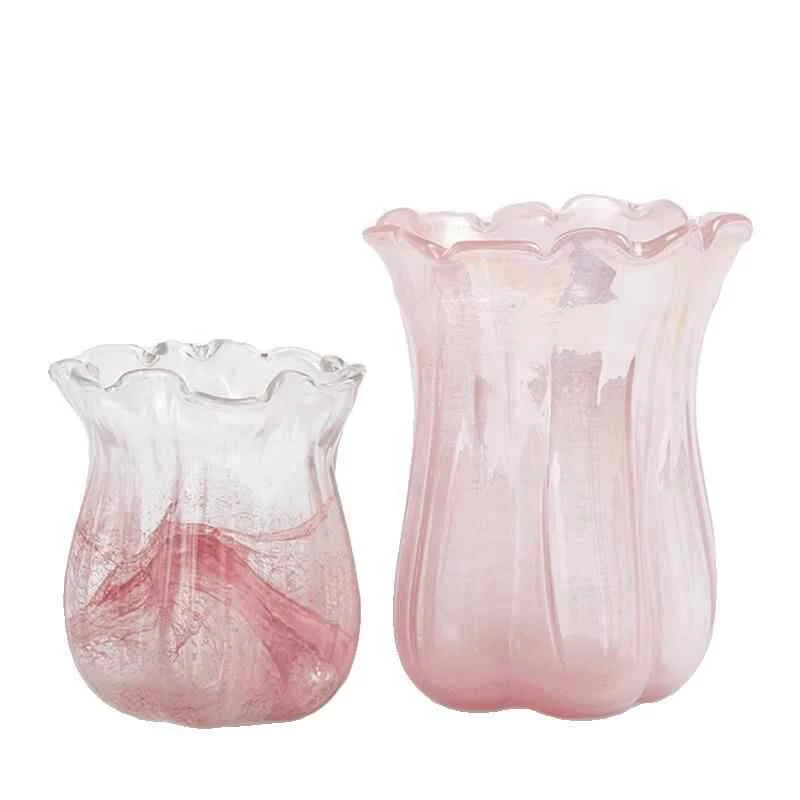 Handblown Ruffled-Tulip Art Glass Decorative Vase Stornfield