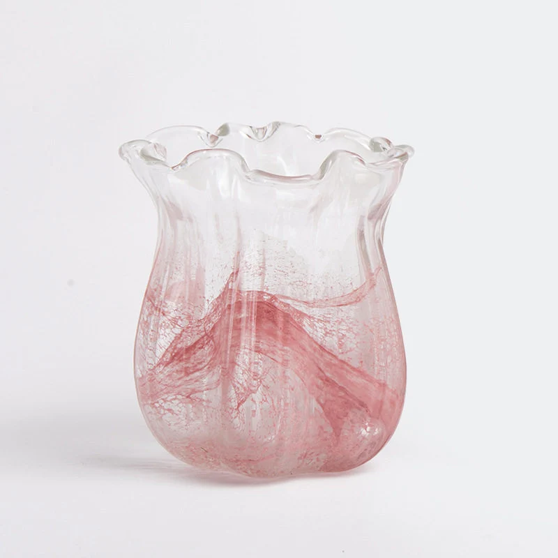 Handblown Ruffled-Tulip Art Glass Decorative Vase Stornfield