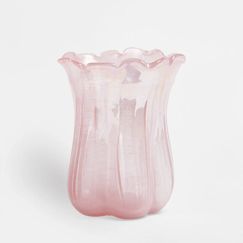 Handblown Ruffled-Tulip Art Glass Decorative Vase Stornfield