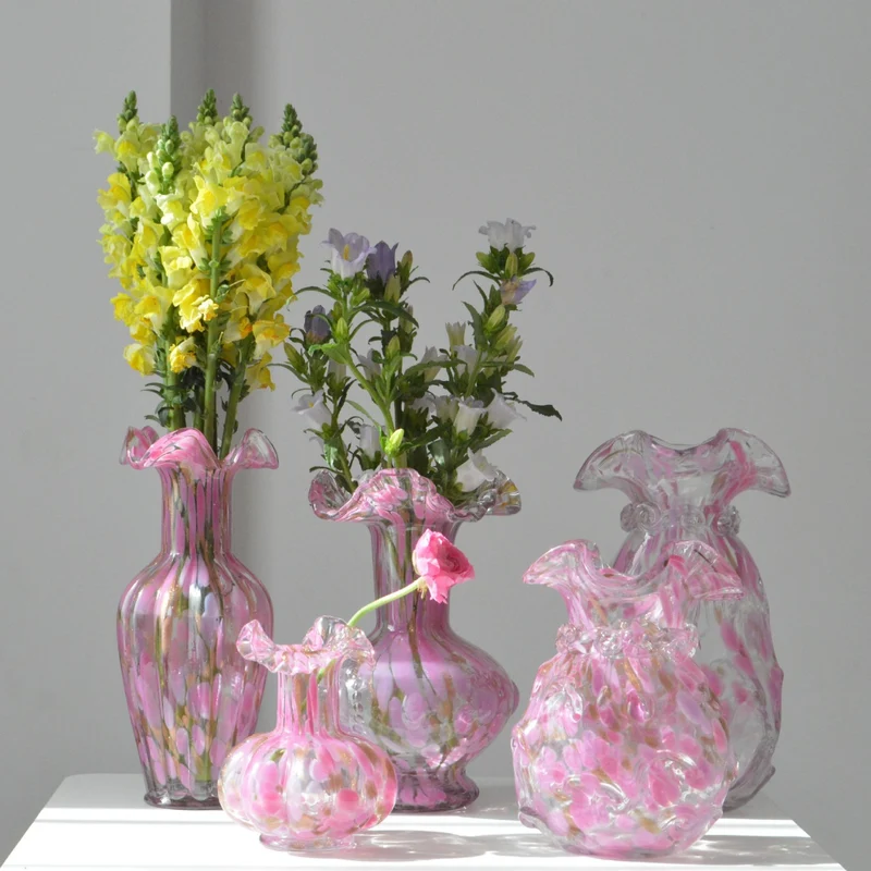 Handblown Ruffled-Rim Bulbous Art Glass Bud Vase Stornfield