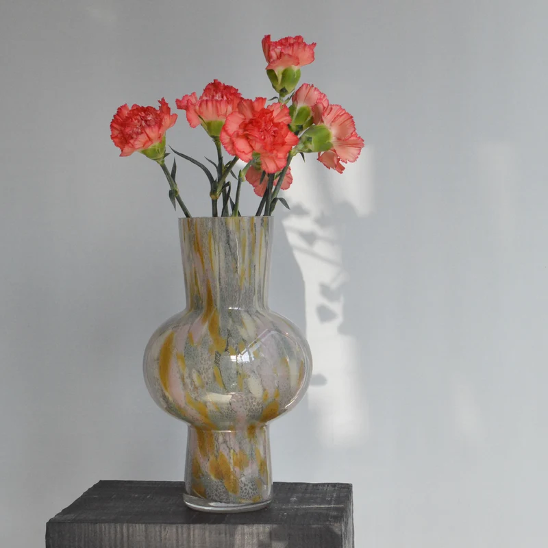 Handblown Marbled Double-Bulb Decorative Glass Vase Stornfield