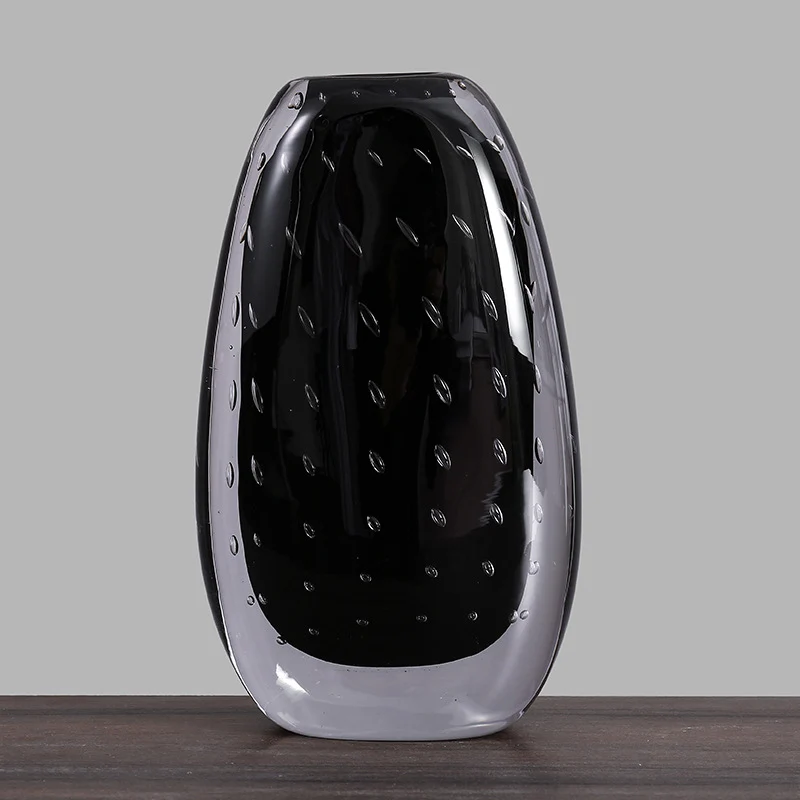 Handblown Encased-Bubble Sculptural Glass Vase Stornfield
