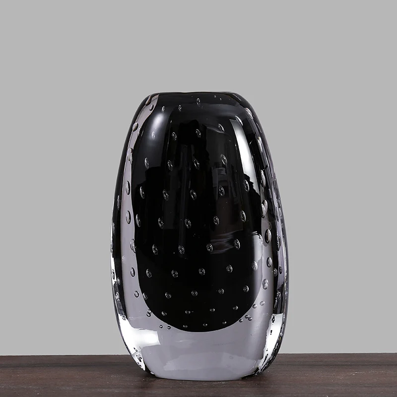 Handblown Encased-Bubble Sculptural Glass Vase Stornfield