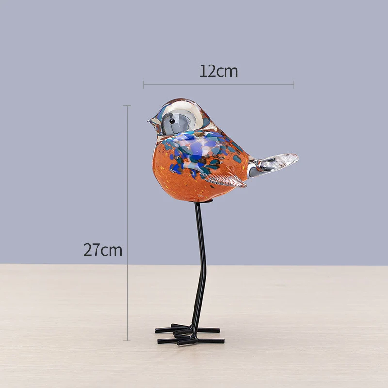 Handblown Decorative Glass Bird Sculpture on Metal Legs Stornfield
