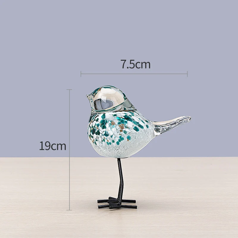 Handblown Decorative Glass Bird Sculpture on Metal Legs Stornfield
