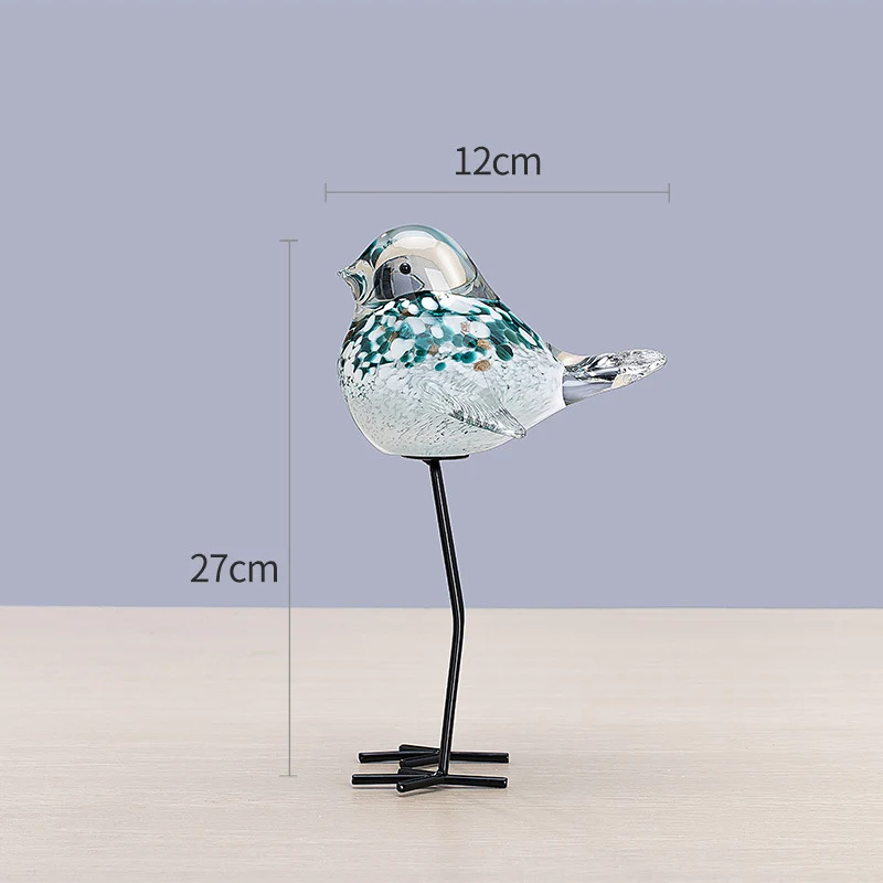 Handblown Decorative Glass Bird Sculpture on Metal Legs Stornfield