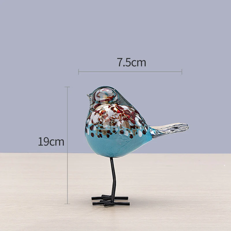 Handblown Decorative Glass Bird Sculpture on Metal Legs Stornfield
