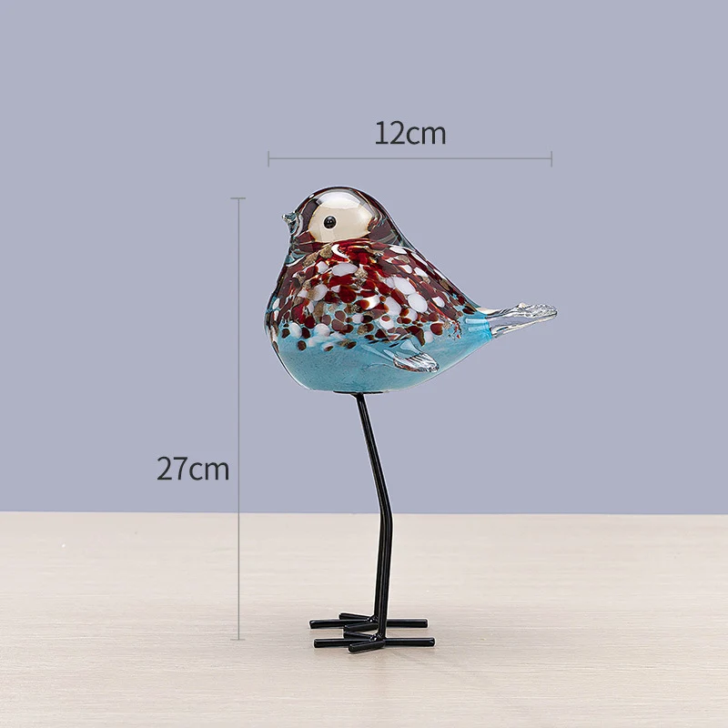 Handblown Decorative Glass Bird Sculpture on Metal Legs Stornfield