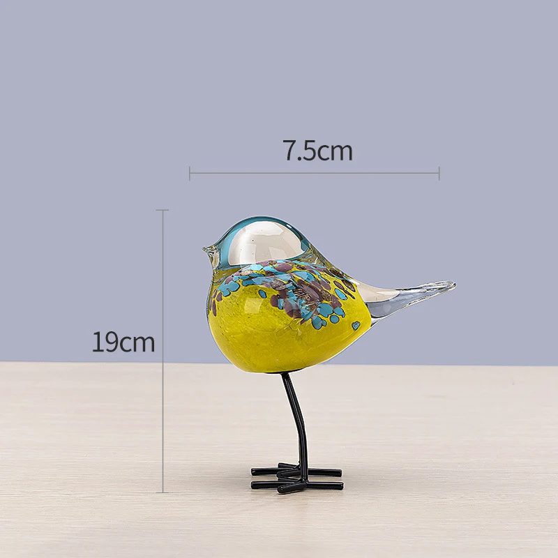 Handblown Decorative Glass Bird Sculpture on Metal Legs Stornfield