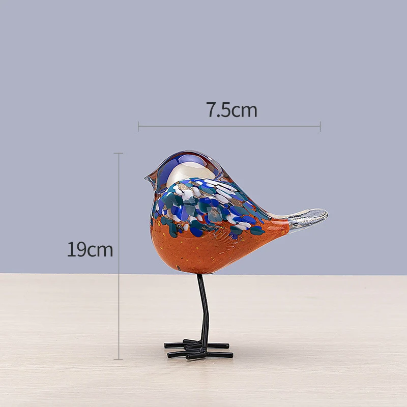 Handblown Decorative Glass Bird Sculpture on Metal Legs Stornfield