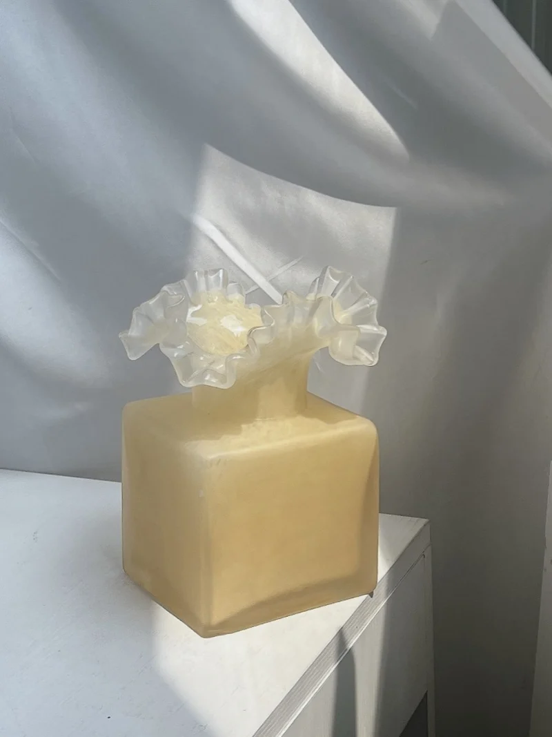 Decorative Ruffled-Top Square Wax Candle Stornfield
