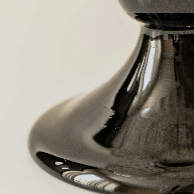 Decorative Blown Glass Ribbed Bulb Vase with Goblet Pedestal Stornfield