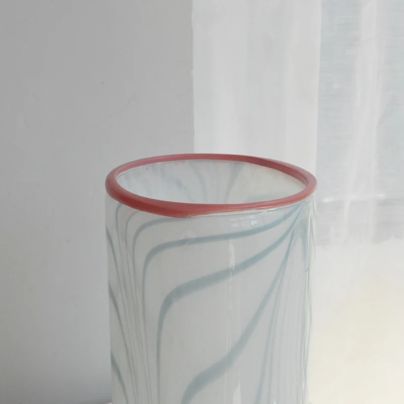 Artisan Columnar Swirl Pattern Thick Base Decorative Glass Vase Stornfield