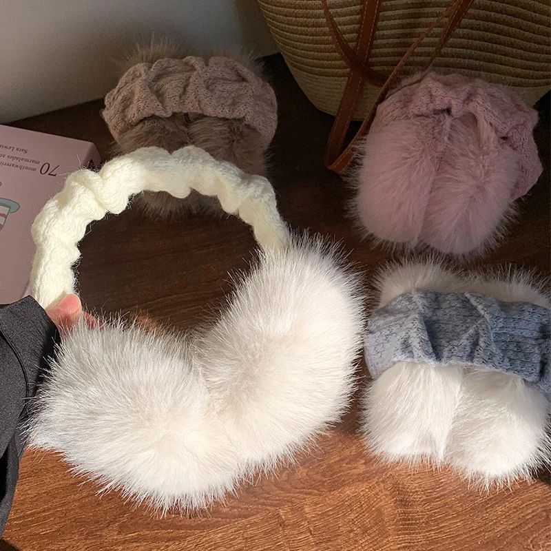 Plush Faux-Fur Winter Earmuffs with Quilted Knit Headband Stornfield