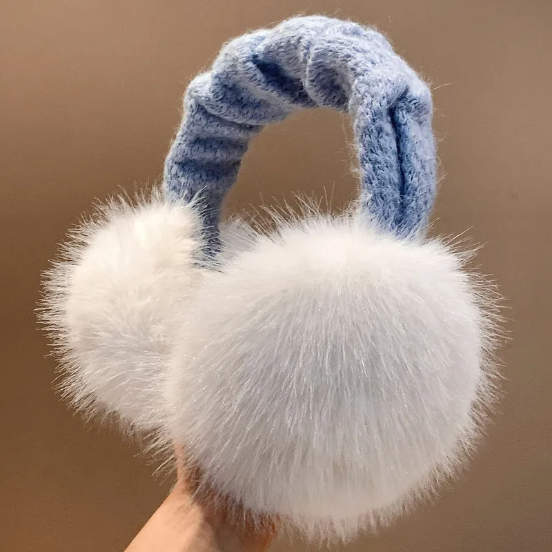 Plush Faux-Fur Round Earmuffs with Quilted Cable-Knit Headband Stornfield