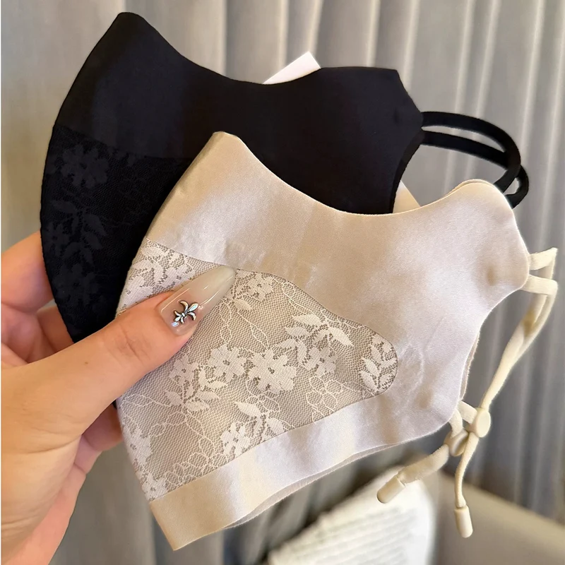 Lace-Panel Breathable Reusable Face Mask with Adjustable Ear Loops Stornfield