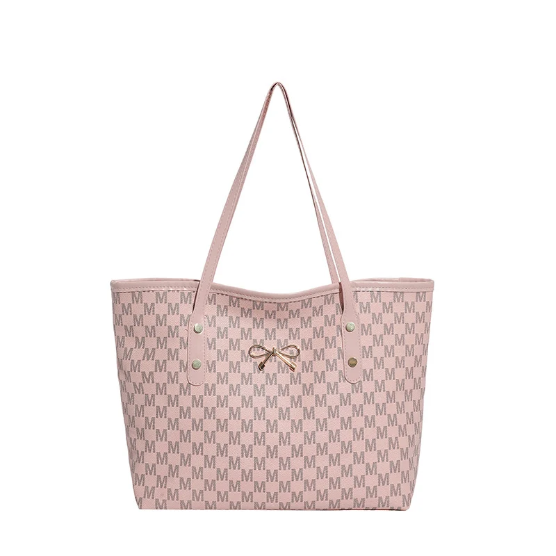 Stylische Flockmuster-Tasche mit dekorativem Bogen