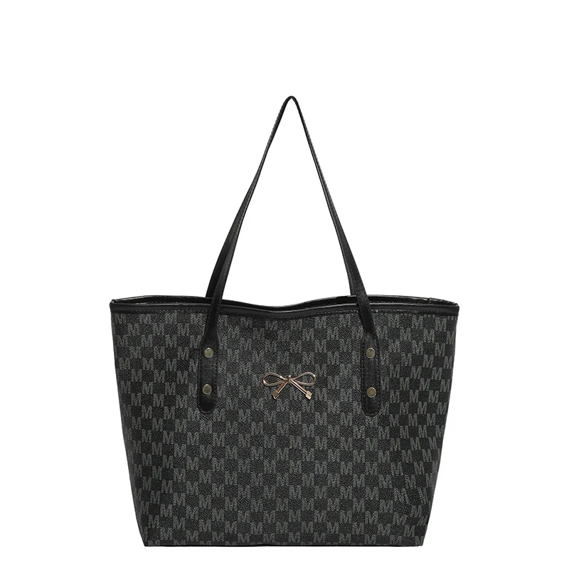 Stylische Flockmuster-Tasche mit dekorativem Bogen