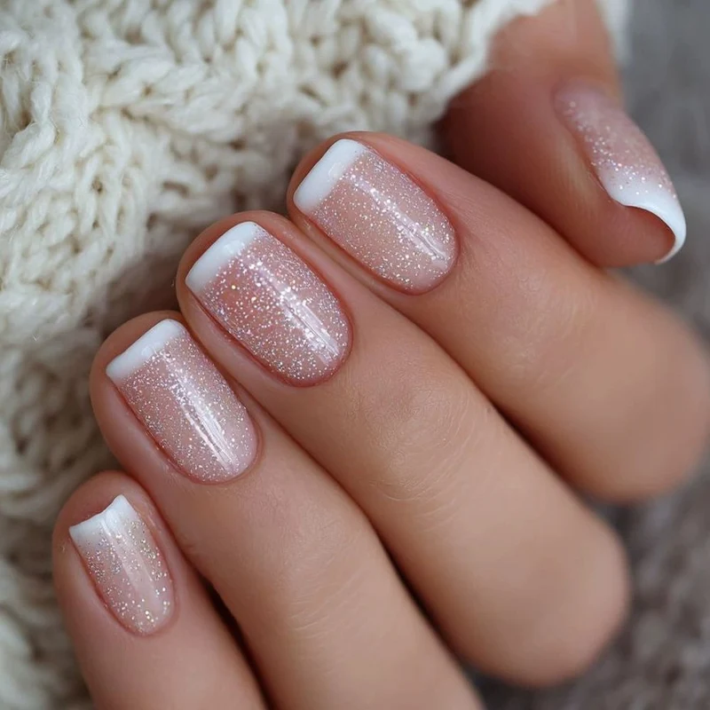Glittery French Tip Nail Art Stornfield