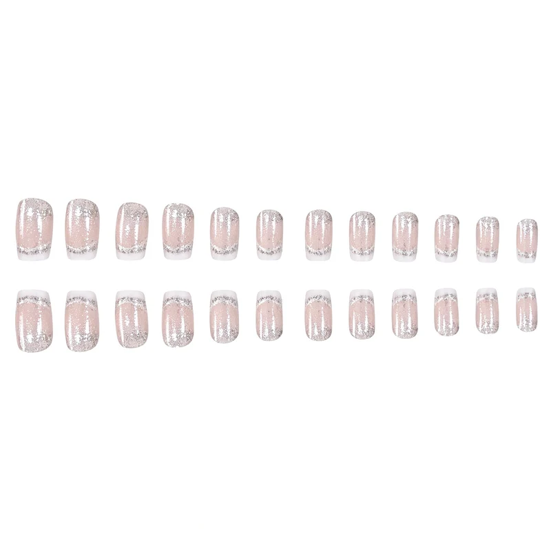 Glittery French Tip Acrylic Nail Extensions Stornfield