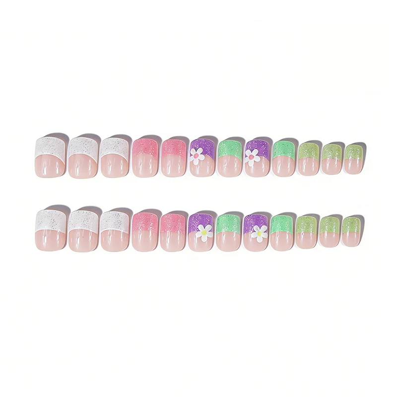 Glittery Floral Nail Art Enhancements Stornfield