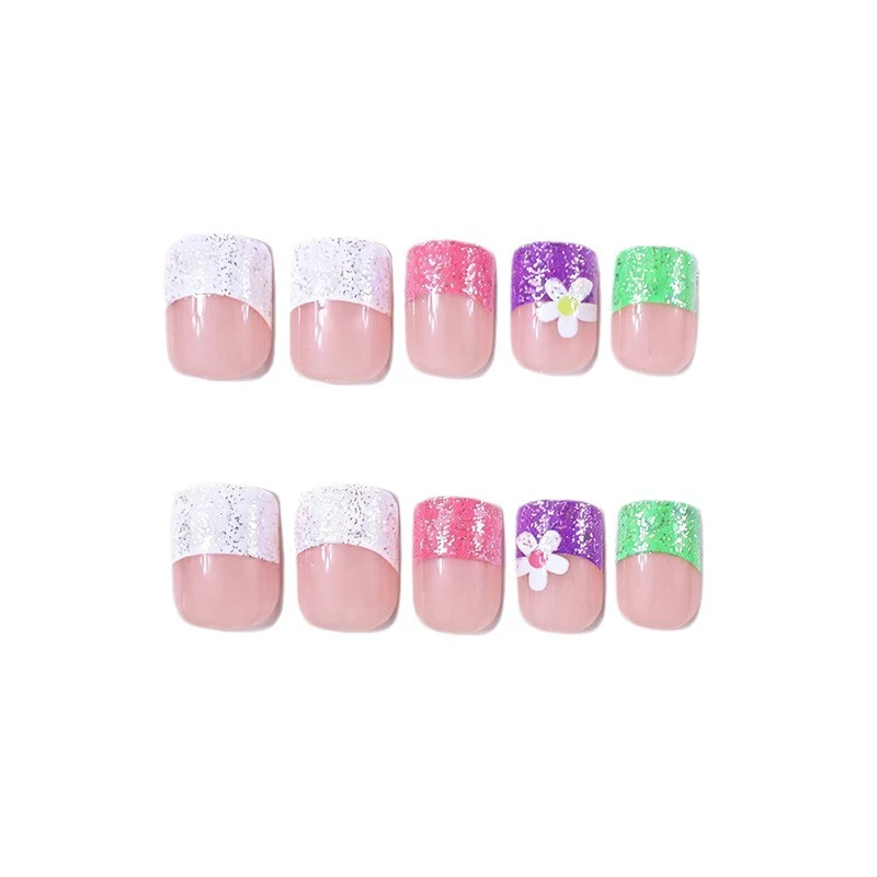 Glittery Floral Nail Art Enhancements Stornfield